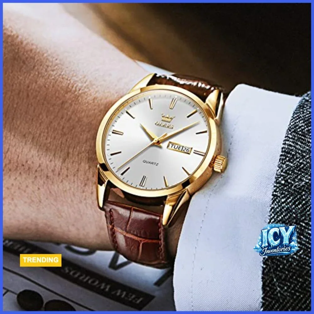 Stainless Steel Analog Quartz Watch with Day Date Luminous Hands
